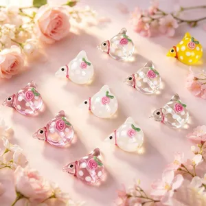 Handmade Glass Peace Dove Bird Loose Beads Polka Dot DIY Bracelet Jewelry Making Craft Accessories