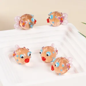 Cute pufferfish glass beads for handmade DIY bracelets necklaces jewelry crafting supplies.