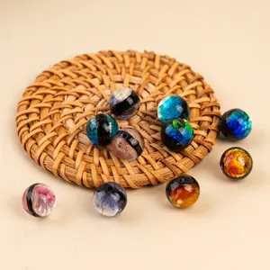 Double-sided silver foil glass beads loose gradient DIY jewelry for bracelets necklaces