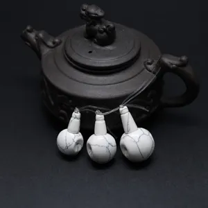 Natural white turquoise gourd shaped prayer beads, DIY jewelry accessories for mala and bracelets.