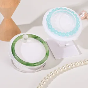 Acrylic Bracelet Bangle Display Stand White Round Display Holder Jewelry Photography Props Showcase Organizer