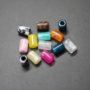 Colorful Acrylic Barrel Beads Large Hole Loose Beads Multi-color Imitation Amber Beads For DIY Jewelry Making Craft