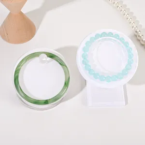 Acrylic white bracelet display stand for jewelry photography and store showcase display.