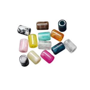 Colorful acrylic large hole barrel beads for DIY bracelet jewelry making and craft accessories.