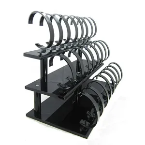 Soportes de exhibición de reloj de acrílico negro de 3 niveles para tienda vitrina.