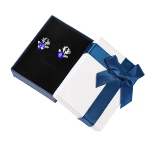 Exquisite blue crystal deer earrings set with elegant gift box for women and girls daily wear.