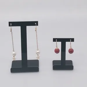 Présentoir de Boucles d'Oreilles en Acrylique Noir Support de Bijoux en Forme de T Organisateur de Comptoir Pour Puces Photographie