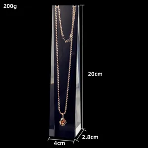 Transparent acrylic necklace display stand crystal square column pillar for jewelry showcase.