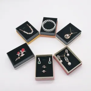 Detailed view of fashion jewelry gift box set including necklaces, rings, earrings and bracelets.