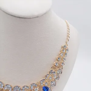 Detailed close-up view of microfiber jewelry display bust showcasing necklace pendant props.