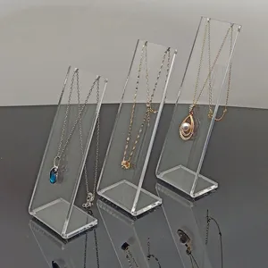 Soporte de Exhibición de Collar Acrílico en Forma de L Soporte de Joyería Transparente para Pendientes Colgantes