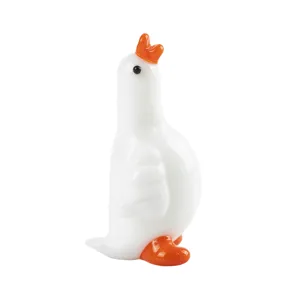 Cute white glass goose figurine miniature creative handmade desktop decor photography props.