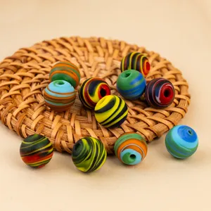 Colorful Frosted Mixed Silk Glass Loose Beads Round Spacer Beads For Handmade DIY Bracelet Necklace Jewelry Accessories Making