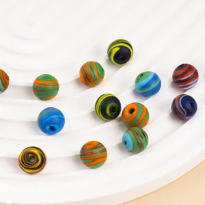 Frosted swirl glass loose beads for DIY handmade bracelets and necklaces jewelry making