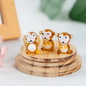 Handmade glass animal figurine, cute mini desktop ornament, creative home decor.