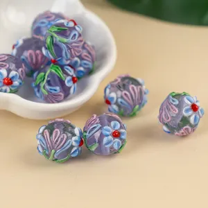 Handmade 3D five-petal lampwork glass beads for DIY charm bracelets and necklaces accessories.