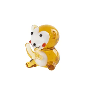 Handmade glass monkey figurine cute animal desktop ornament for home decor and gifts