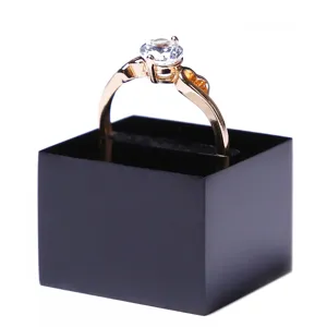Acrylic ring display stand black square jewelry showcase holder ring organizer for retail store