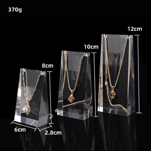 Transparent acrylic necklace display stand set 3 tier jewelry organizer shelf holder