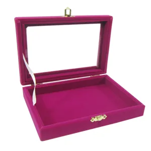 Samt Schmuckkasten Schmuckaufbewahrung mit Glasdeckel fur Halsketten Ohrringe Ringe Organizer.