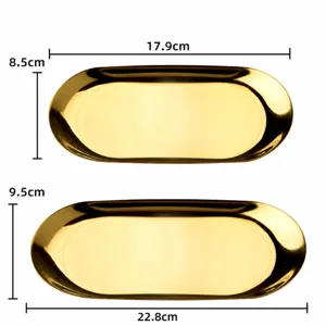 Plateau a bijoux ovale en acier inoxydable nordique dore detail de dimensions