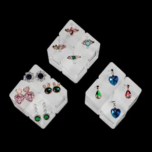 Transparent Acrylic Jewelry Display Stand Set Ring Earring Pendant Holder Clear Organizer Showcase For Store Home
