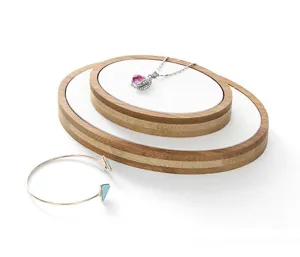 Présentoir à bijoux ovale en bois étagère à étages pour colliers bracelets bagues