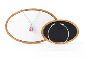 Présentoir à bijoux ovale avec cadre en bois pour colliers et bracelets vitrine