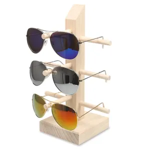 Présentoir de lunettes en bois massif, support de rangement multi-couches pour boutique.
