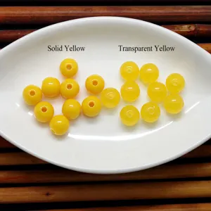 Cuentas redondas de plástico amarillo sólidas y transparentes para joyería artesanal DIY