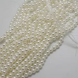 ABS Plastic Artificial Pearl Beads Round Loose Beads For DIY Jewelry Making Crafts White Beige