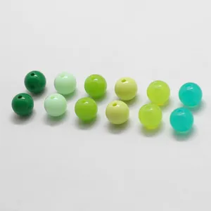 Perle Sfuse Rotonde in Plastica Ecologica Colorate Verdi Trasparenti Accessori Artigianali per Creazione Gioielli Fai da Te