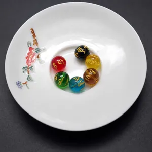 Six-syllable mantra glass loose beads, colorful crystal DIY jewelry accessories for bracelets.