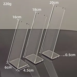 Set de soportes expositores transparentes de acrilico para collares en tres alturas para tiendas