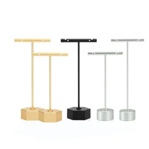 Présentoir à bijoux en métal en forme de T minimaliste support de boucles d'oreilles.
