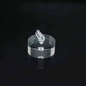 Support de présentation de bague en acrylique, base cylindrique transparente pour photo de bijoux.