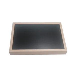 Wooden jewelry tray detail view showing solid wood frame and black backboard construction.