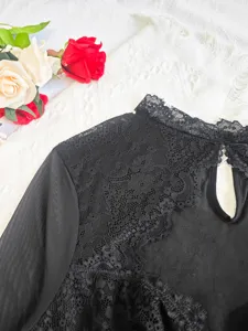 Plus size sexy black lace sheer cutout bodysuit and mesh lingerie for women apparel.