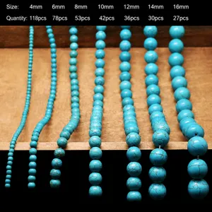 Synthetic Turquoise Loose Beads Round Turquoise Stone Beads For DIY Jewelry Making Bracelet Necklace Crafts Beading Supplies
