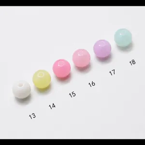 Pastel jelly acrylic round beads for DIY jewelry making, cute candy color loose bead accessories.