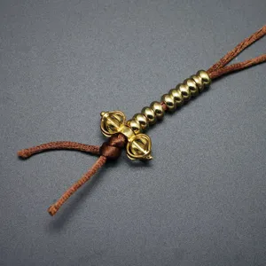 Brass Vajra prayer bead counter detail accessory for 108 Buddhist malas DIY jewelry making.