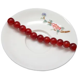 Perle Sciolte Tonde in Pietra d'Agata Rossa Naturale per Creazione di Bracciali Fai da Te
