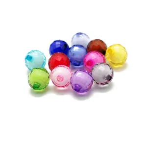 Colorful Transparent Acrylic Round Beads Bead-in-Bead Faceted Loose Beads For DIY Jewelry Making Craft Supplies