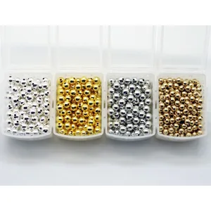 Perline Tonde in Ottone Massiccio Perle di Rame Placcate Oro per Creazione Gioielli Fai da Te e Accessori