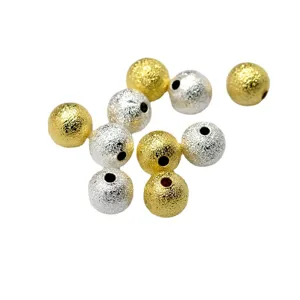 Brass Matte Round Loose Beads DIY Jewelry Making Accessories Gold Silver Plated Spacer Beads For Crafting Handmade Bracelets