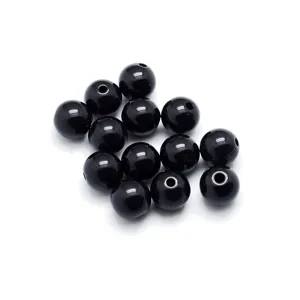 Cuentas Redondas Negras Plástico Resina Vidrio Cuentas Sueltas Para Accesorios De Fabricación De Joyas DIY