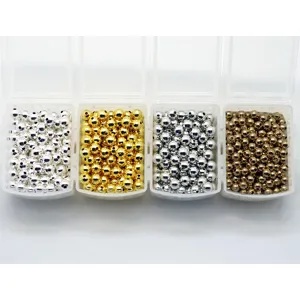 Brass Smooth Round Beads Loose Spacer Beads Electroplated Gold Silver Color Metal Jewelry Making DIY Craft