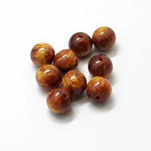 Synthetic gold silk sea willow resin round loose beads for DIY handmade bracelet jewelry making.