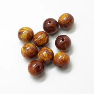 Resin synthetic gold silk sea willow loose beads DIY handmade jewelry accessory round