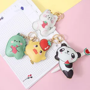 Conjunto de llaveros de animales de dibujos animados, colgante de bolso de gato panda.